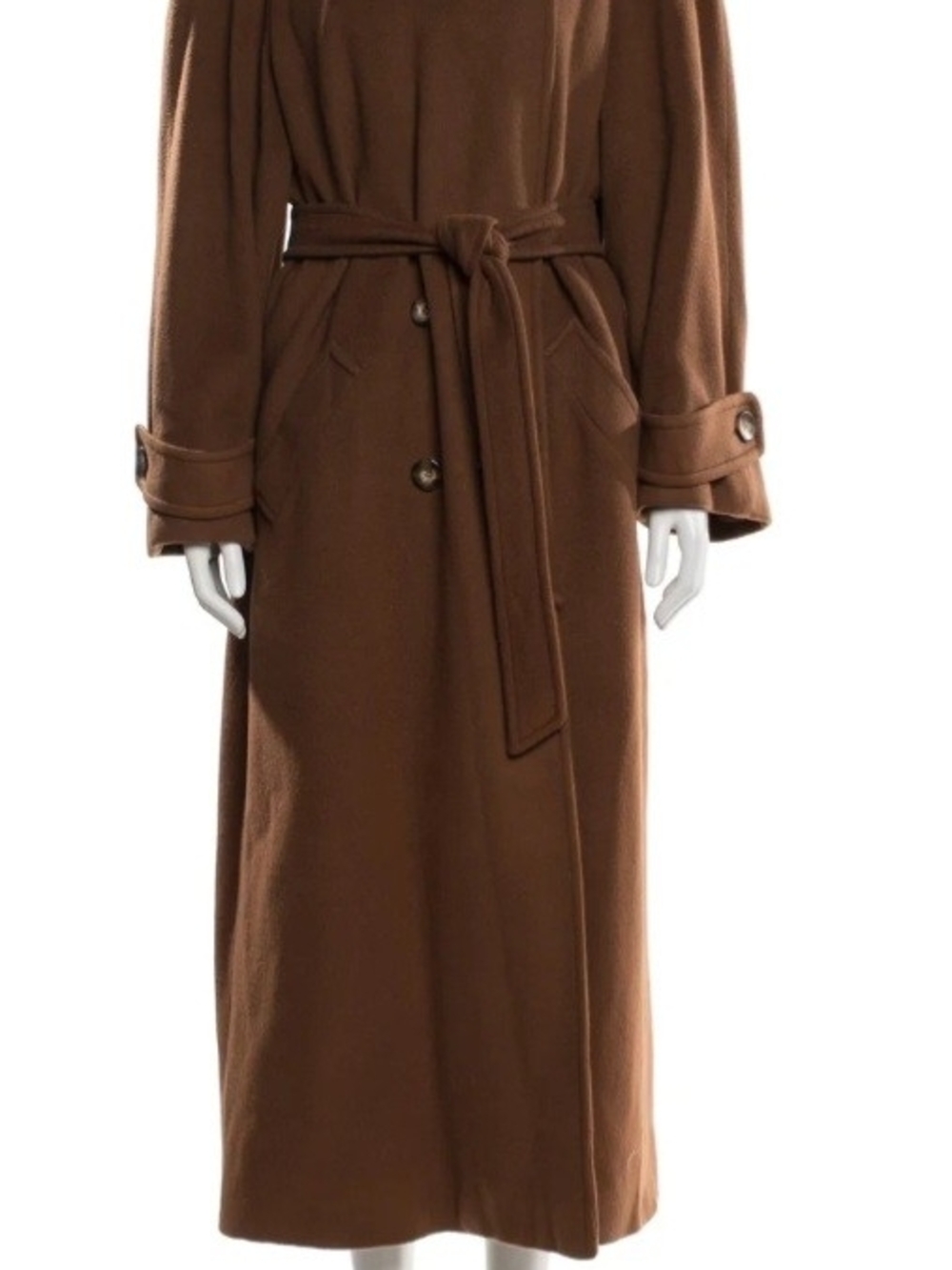 Regency Cashmere Women’s Long BeltedMaxi Dress Coat in Brown